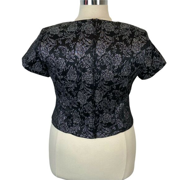 Disco Chic Evening Top Retro 80s Lady Hampton Nights Women Black Silver Size 1X - Picture 3 of 16